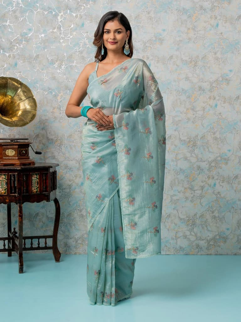 Mimosa Women's Woven Design Banarasi Style Tissue Crush Saree With Blouse Piece : SA00001884SFFREE — photo 2