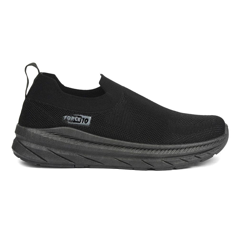 Force 10 Black Sports Non Lacing Walking Shoes For Men MATCHER-7E By Liberty — photo 2