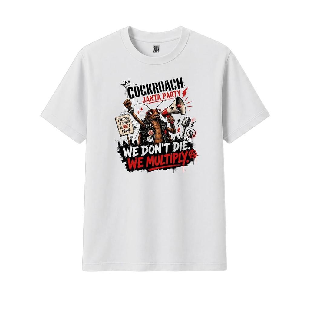 Cockroach Janta Party Graphic Printed T-Shirt | Unisex for Men & Women | Classic Fit Graphic Print| | 100% Cotton