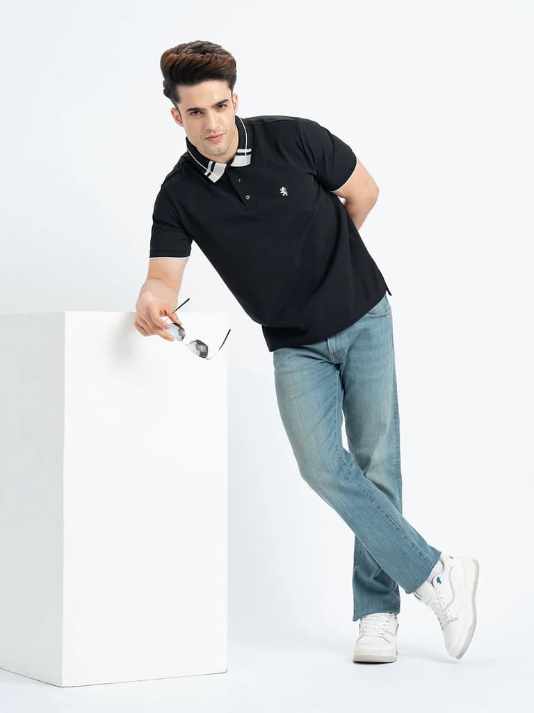 T Shirts for Men in Black | Polo Half Sleeve T Shirt — photo 5