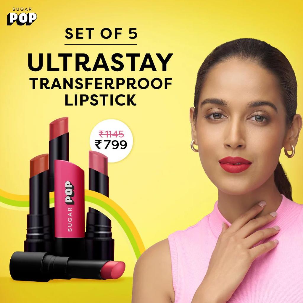 Set of 5 Ultrastay Transferproof Lipstick