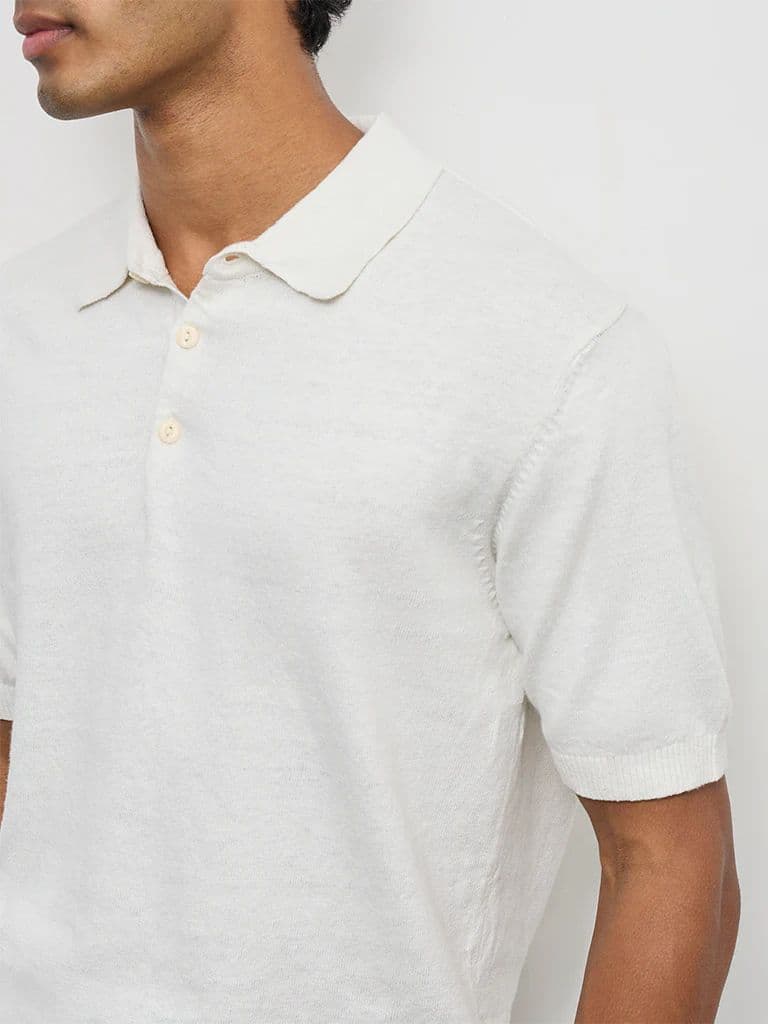 ETA Off-White Relaxed-Fit Cotton-Blend Polo T-Shirt — photo 4