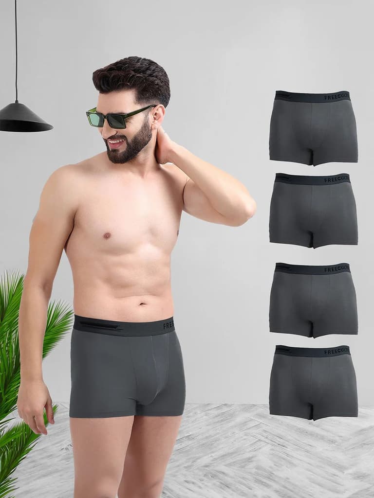 All Same Colors Men's Anti-Bacterial Micro Modal Trunk (Pack of 5) — Ash Grey / S / Men