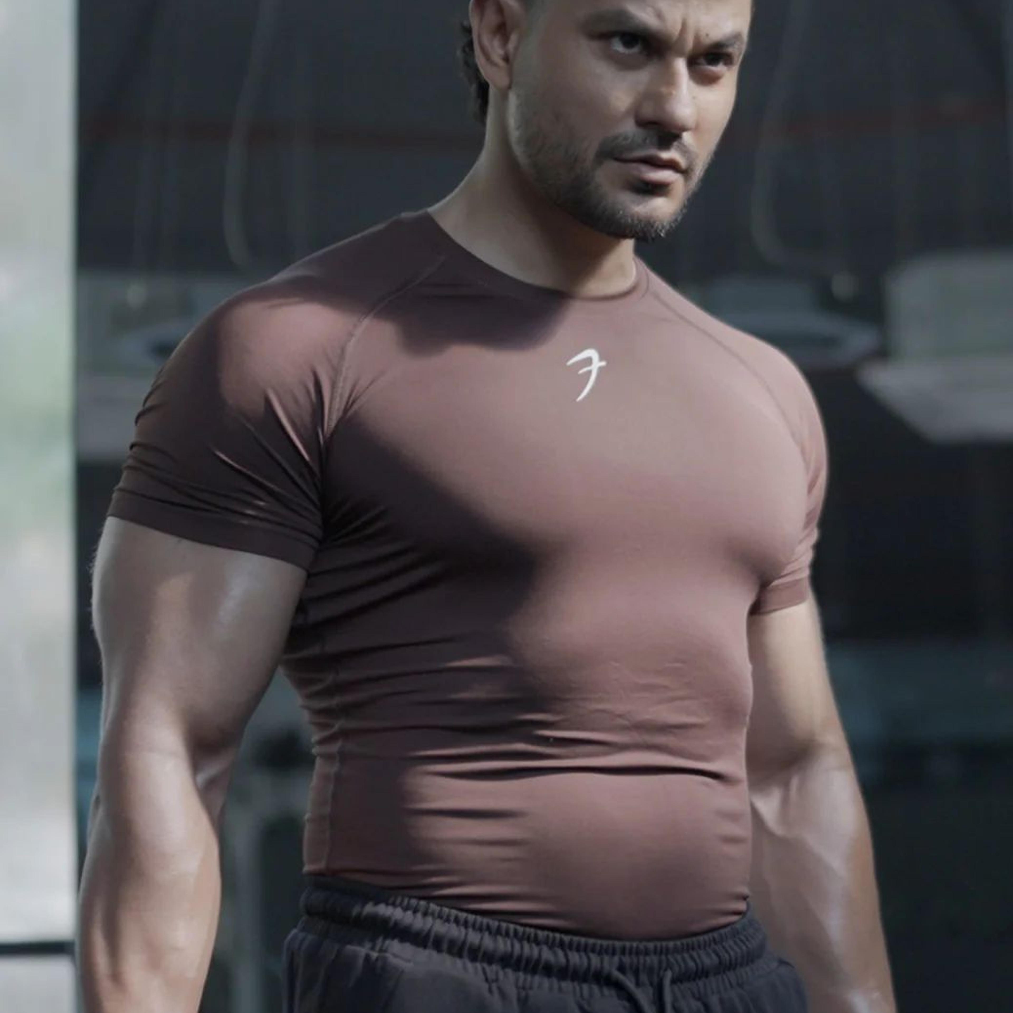 Compression T-shirt Brown