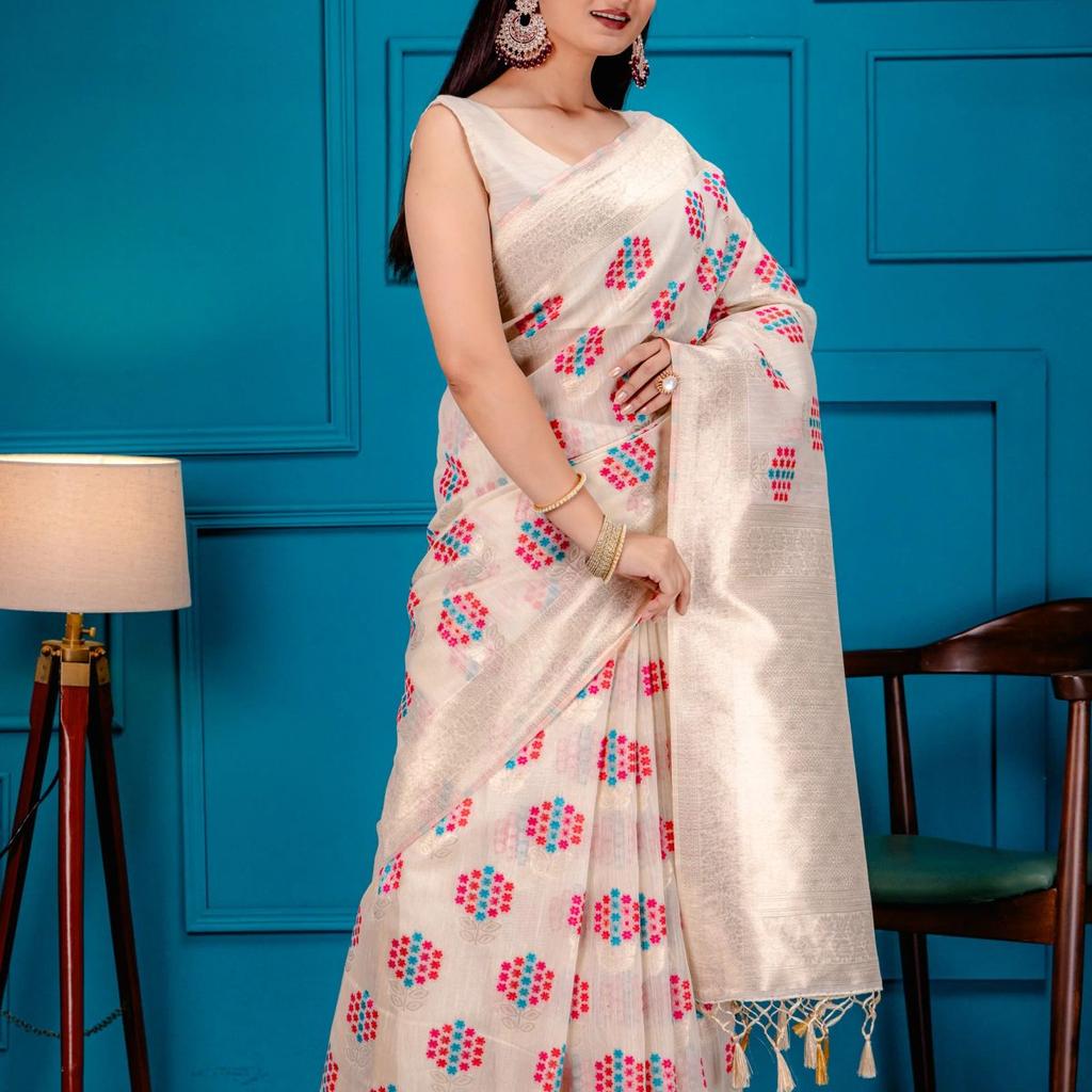 Mimosa Women's Woven Design Banarasi Style Art Silk Saree With Blouse Piece : SA00001595OFWFREE