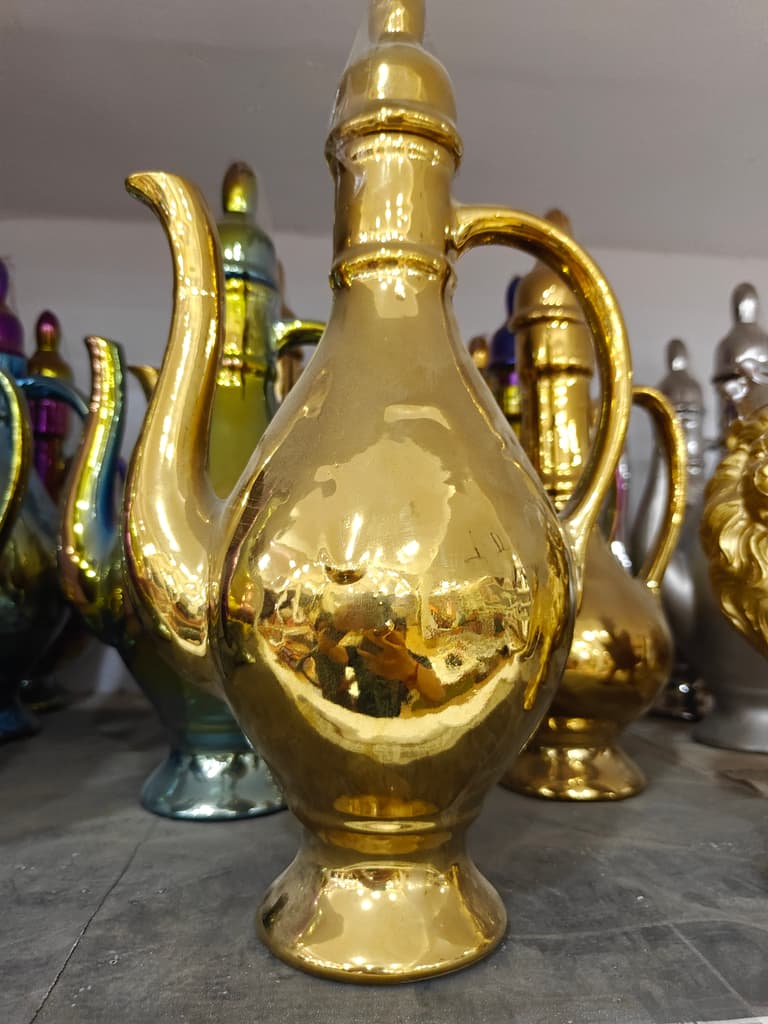 Gold Vase with Handle | Decorative | Glass | Gold