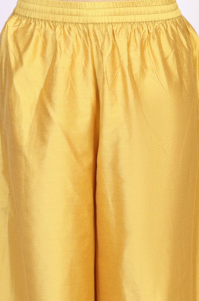 Yellow Embroidered Anarkali Organza Kurta with Flared Pant and Dupatta Set — photo 7