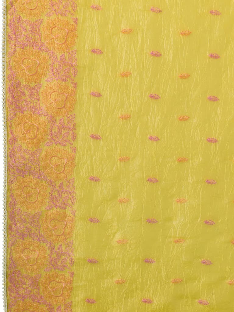 Mimosa Women's Woven Design Banarasi Style Tissue Crush Saree With Blouse Piece : SA00002010GDFREE — photo 7