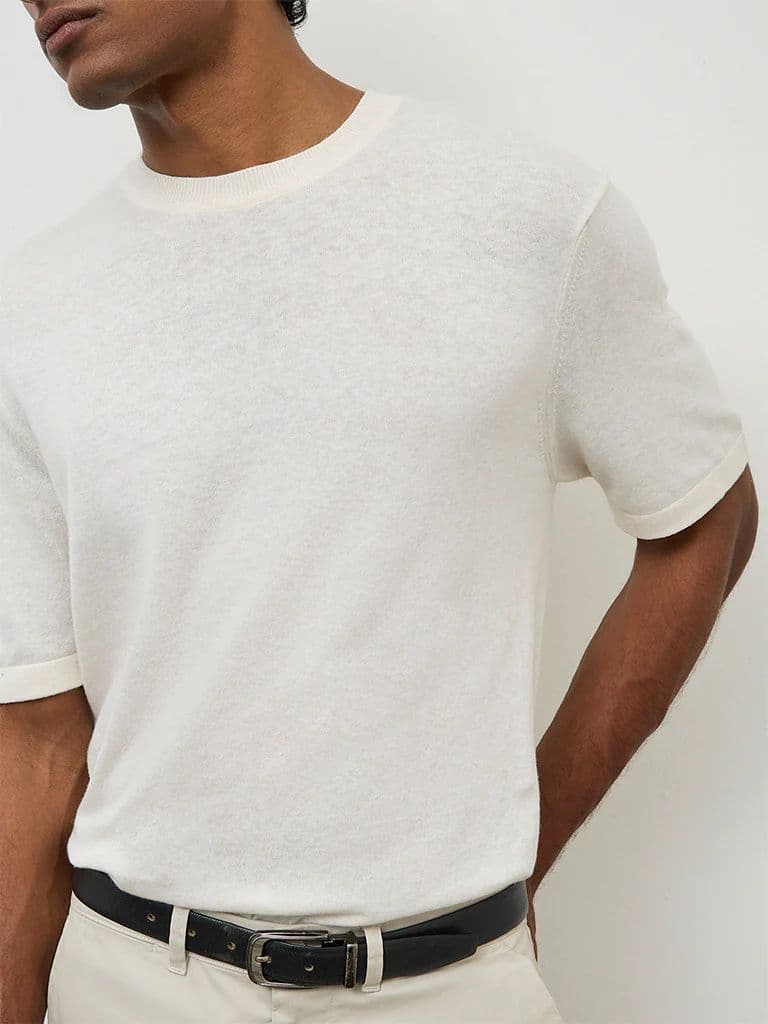 Ascot Off-White Relaxed-Fit Cotton-Blend T-Shirt — photo 3