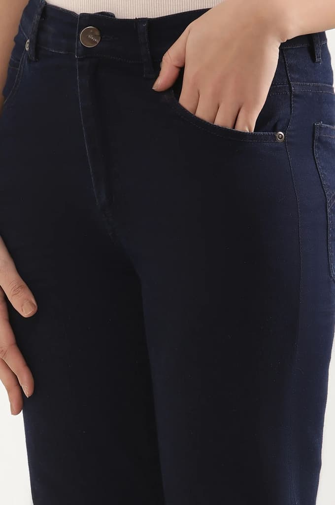 Blue Cropped Denim Straight Pants — photo 7