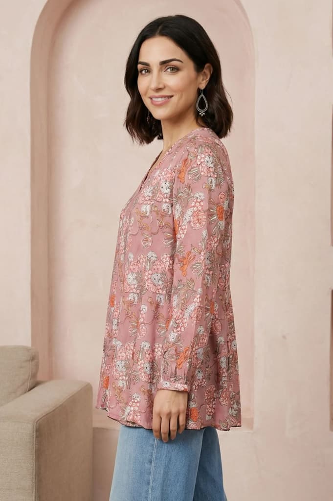 Pink Block Printed A-line Top — photo 4