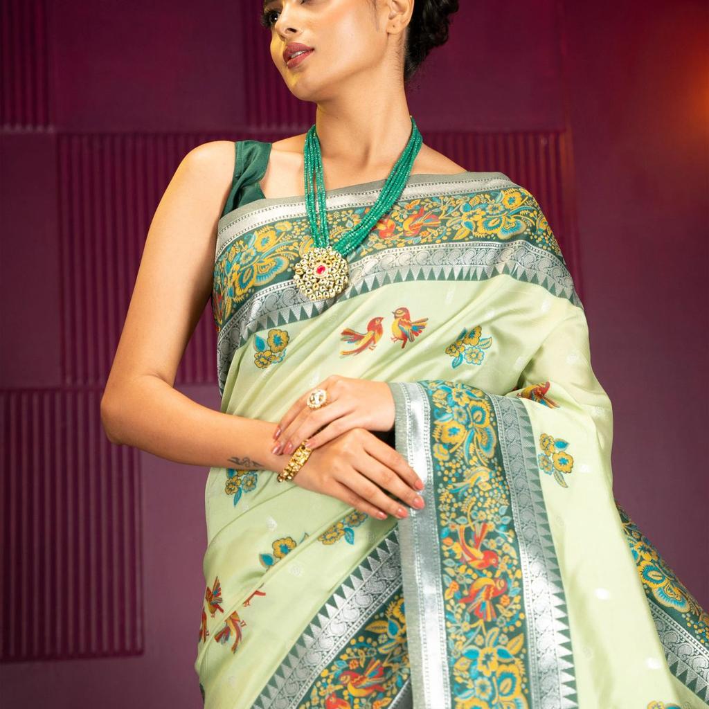 Mimosa Women's Woven Design Banarasi Style Art Silk Saree With Blouse Piece : SA00001992PSFREE
