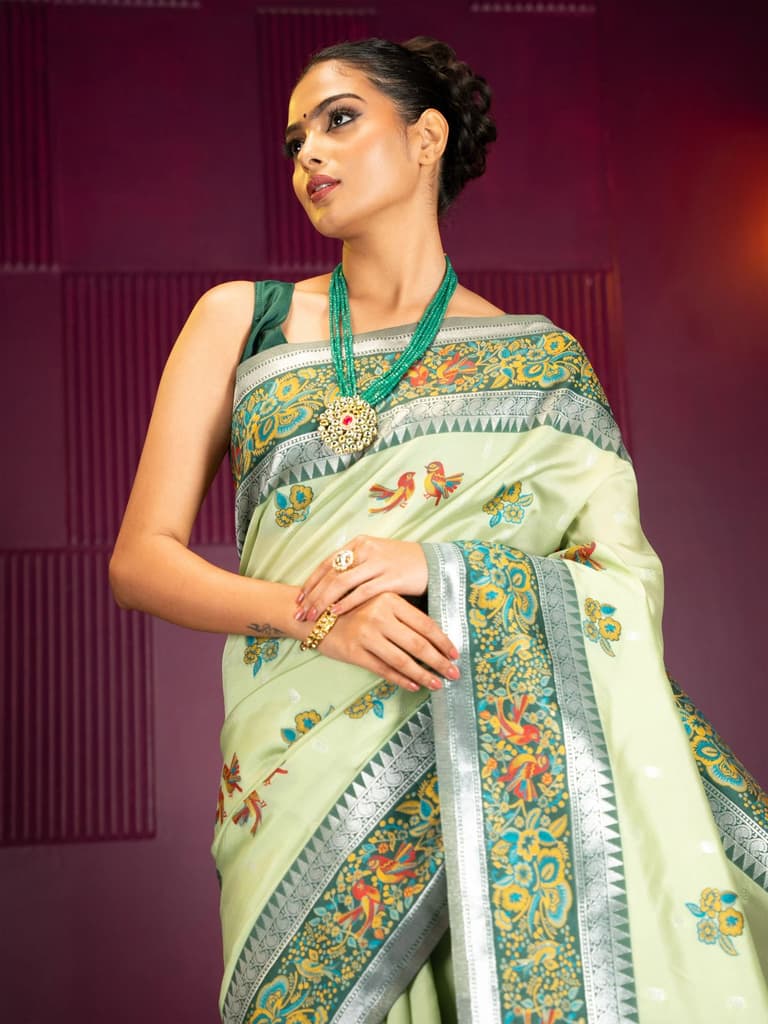 Mimosa Women's Woven Design Banarasi Style Art Silk Saree With Blouse Piece : SA00001992PSFREE
