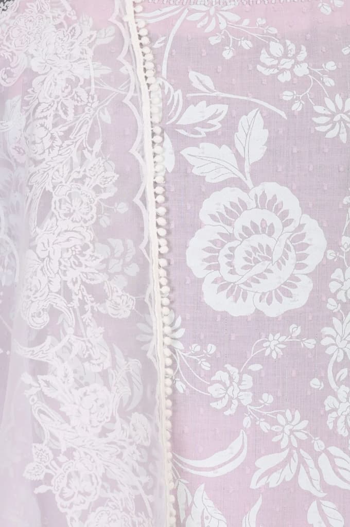 Lavender Floral Printed Pure Cotton Noodle Straps Straight Kurta with Palazzo and Dupatta Set — photo 3
