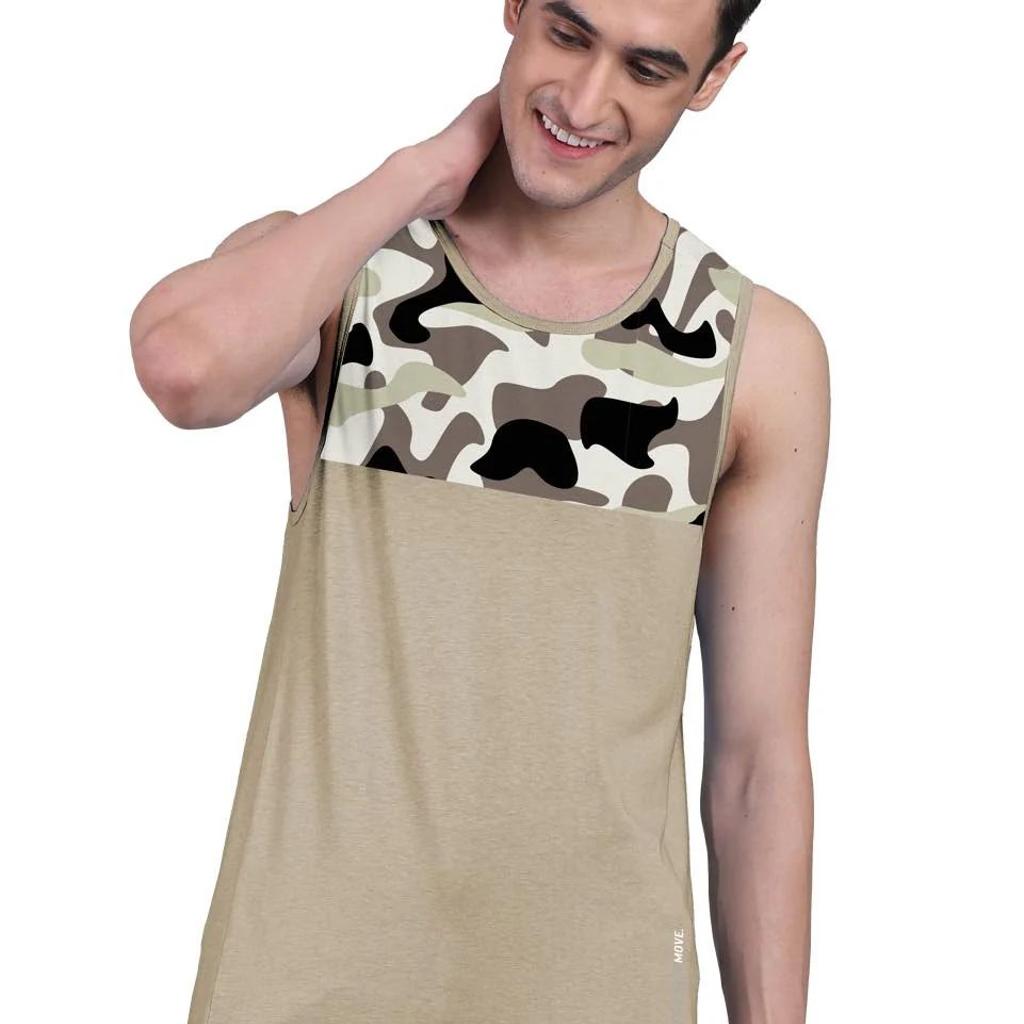 Sand Active Vest Front Yoke Camouflage Regular Organic Bamboo Vest - Active Fit (Pack Of 1)
