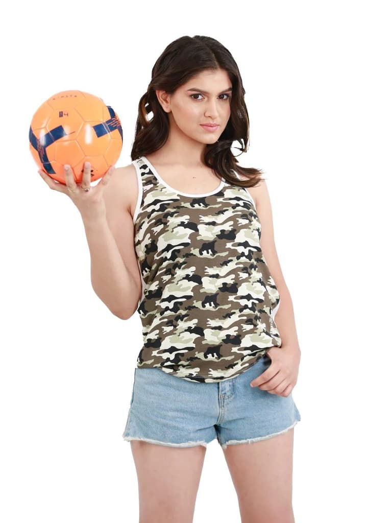 Kate White Camouflage Printed Bamboo Tank Top For Women (Pack Of 1) — photo 5