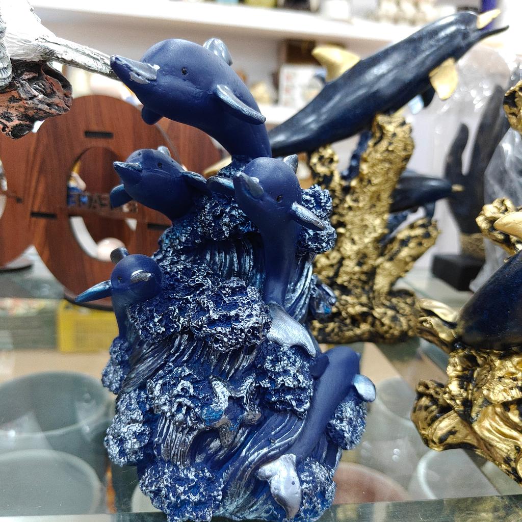 Blue Dolphin Statue | Decorative | Glass | Blue