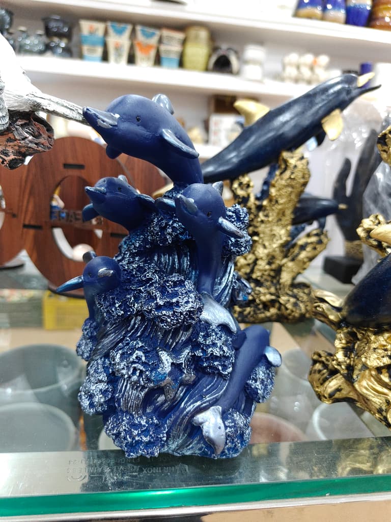 Blue Dolphin Statue | Decorative | Glass | Blue