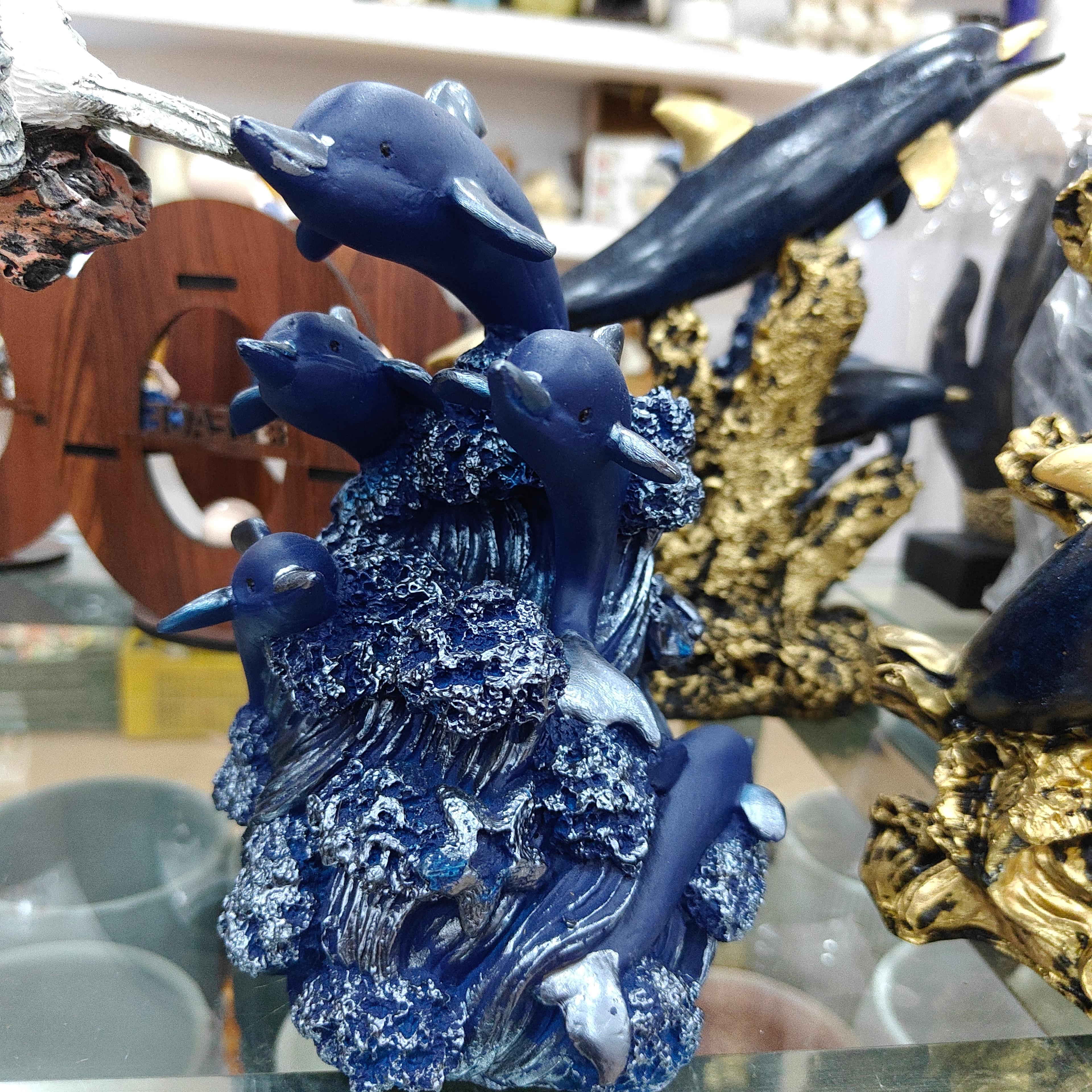 Blue Dolphin Statue | Decorative | Glass | Blue