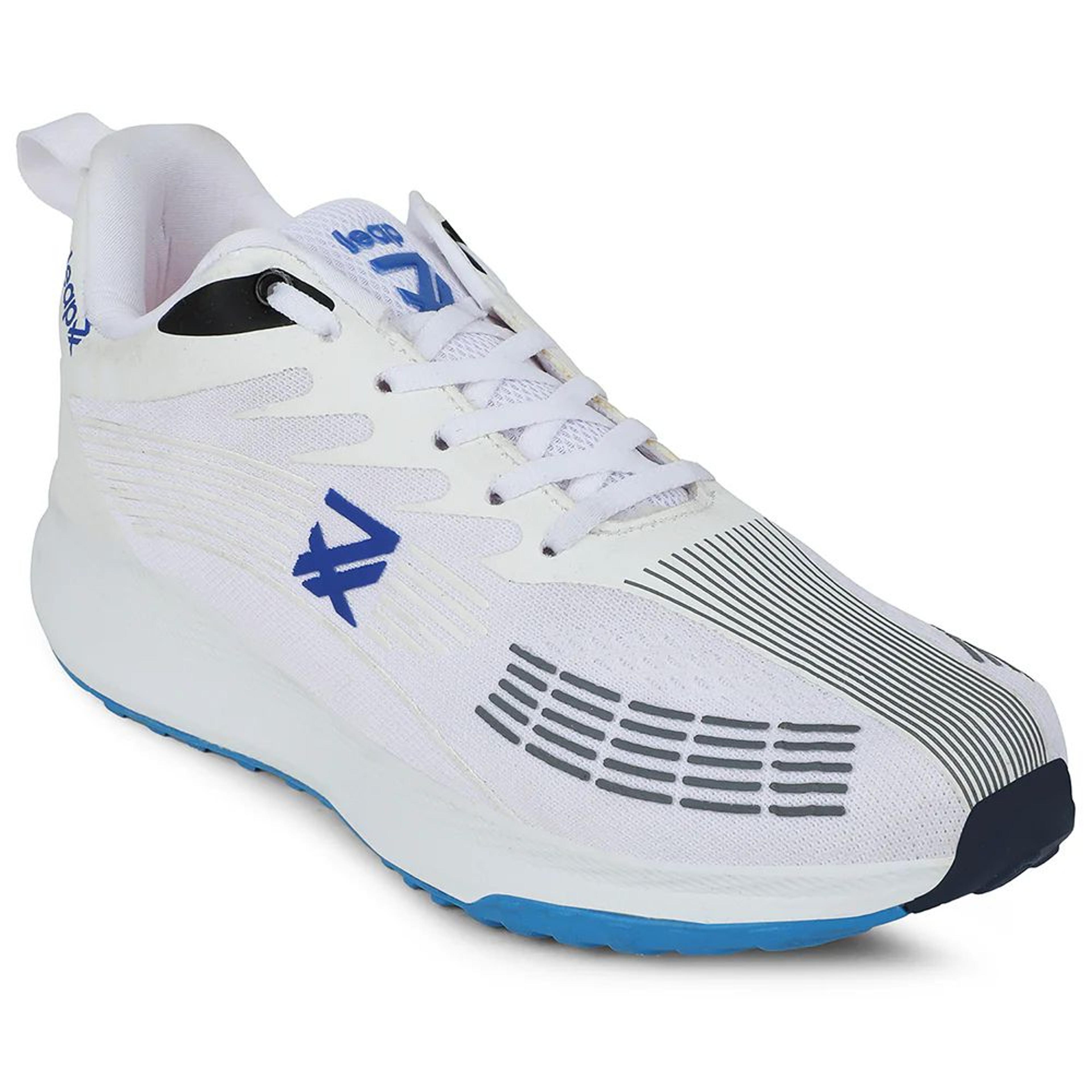 Leap7x White Lacing Sports Running Shoes For Men RW-14 By Liberty