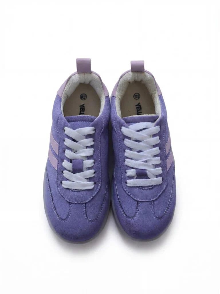 Yellow Lilac Suede-Detail Lace-Up Sneakers — photo 2