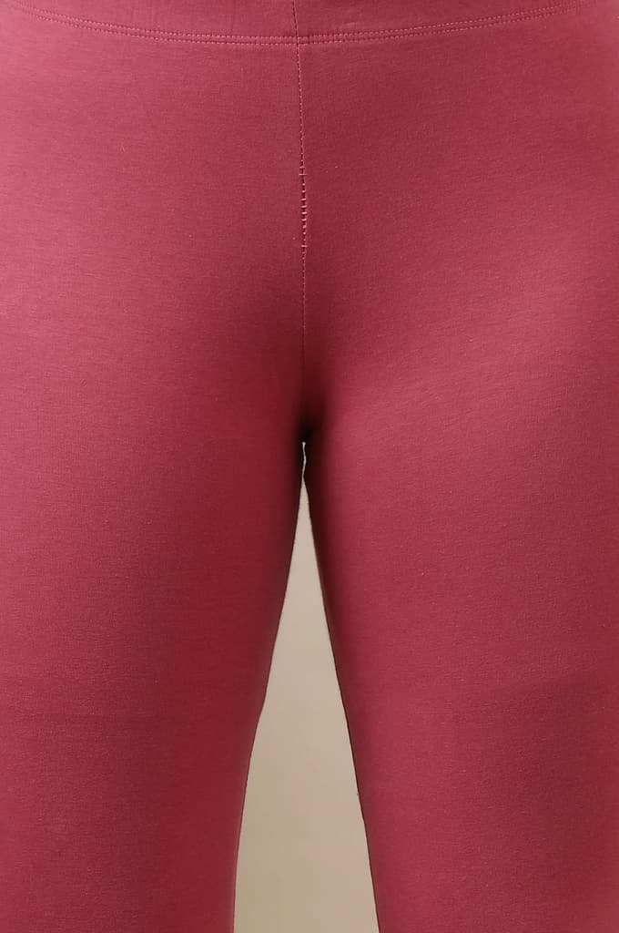 Purple Cotton Lycra Ankle Length Leggings — photo 6
