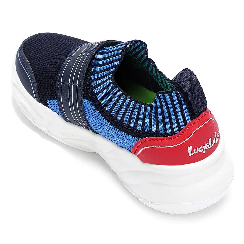 Leap7X Navy Blue Sports Non Lacing Walking Shoes For Kids TREND-K5K By Liberty — photo 5