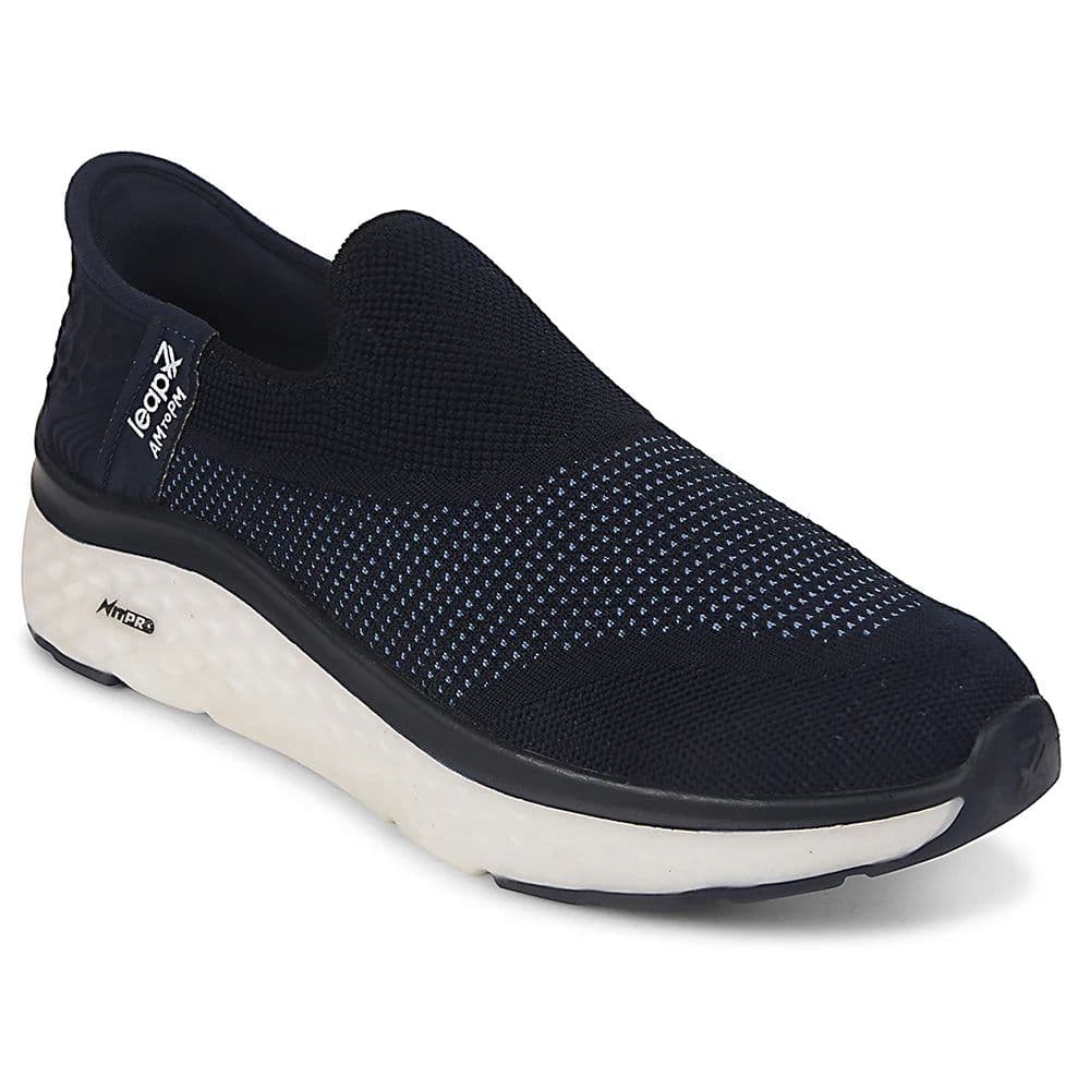 Leap7x Navy Blue Sports Non Lacing Walking Shoes For Men NITRUN-13 By Liberty