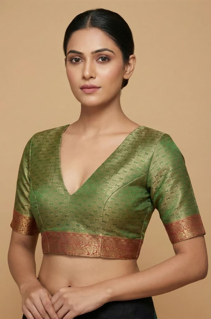 MIMOSA Women's Woven Design Kanjivaram Style Art Silk Saree with Blouse Piece - Green (SA00002734GRNFREE) — photo 5