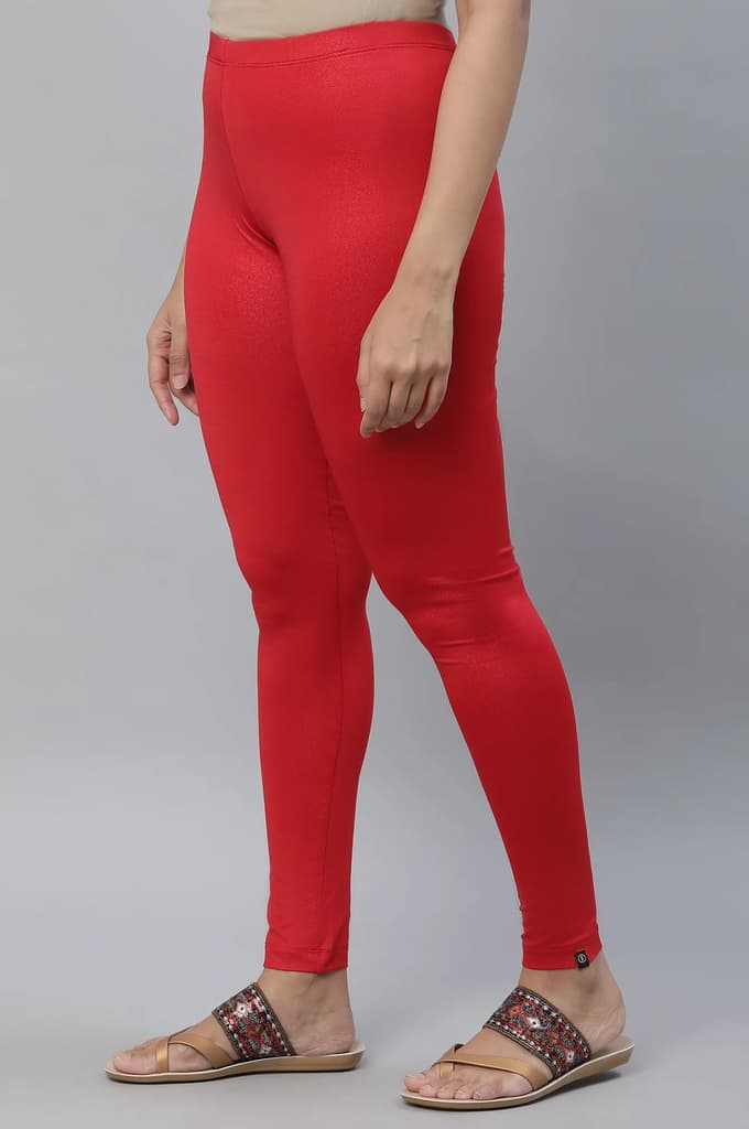 Red Solid Skinny Fit Tights — photo 2
