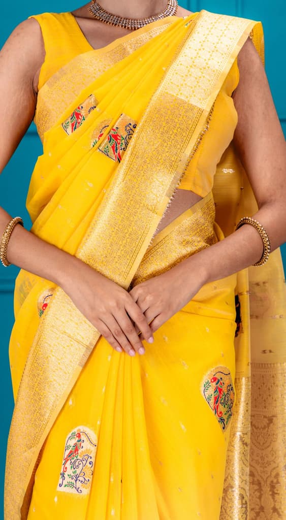 Mimosa Women's Woven Design Banarasi Style Art Silk Saree With Blouse Piece : SA00001771GDFREE — photo 2