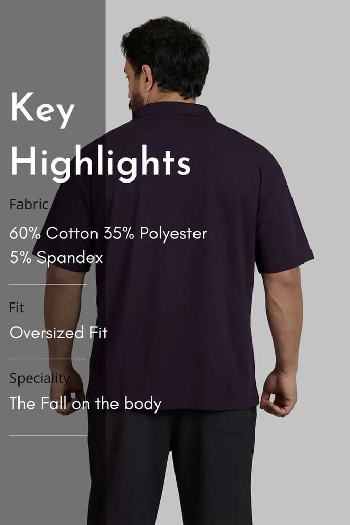Noir Oversized Polo T-shirt Plum — photo 6