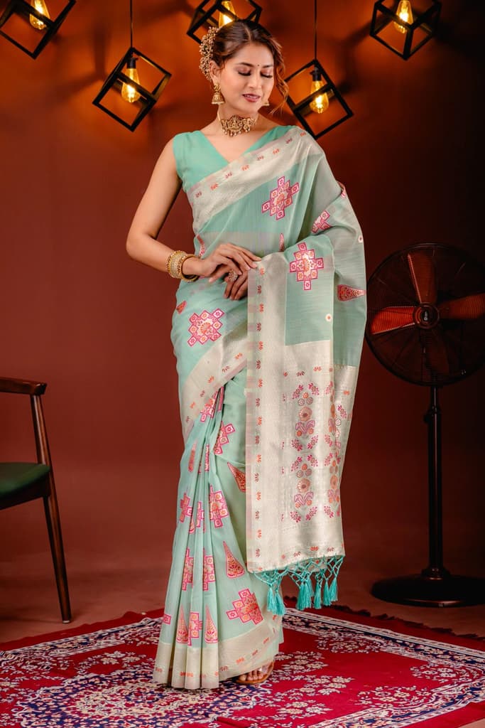 Mimosa Women's Woven Design Banarasi Style Art Silk Saree With Blouse Piece : SA00001792RMFREE — photo 2