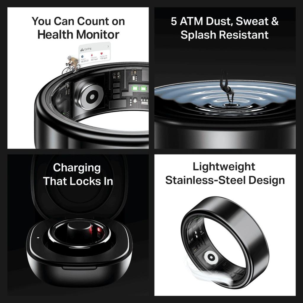 Smart Ring Active Plus | Smart Ring with Health Monitoring, Wireless Charging, Stainless Steel Build — photo 10