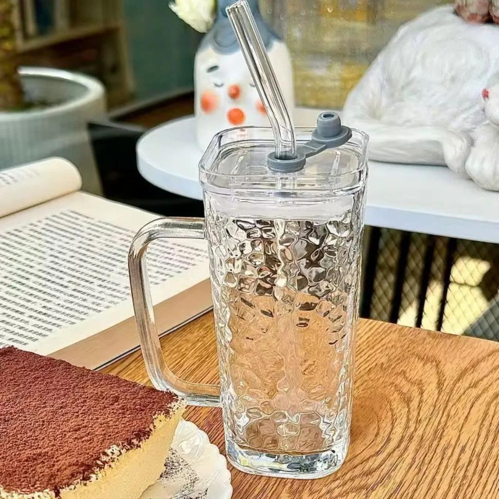 Square Glass Tumbler with Lid and Straw | Heat & Cold Resistant Drinkware — photo 7
