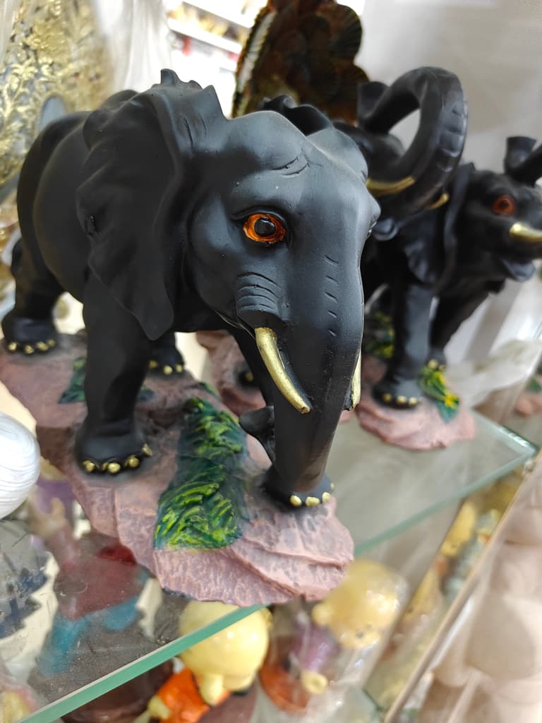 Black Elephant Statue | Decorative | Ceramic | Black