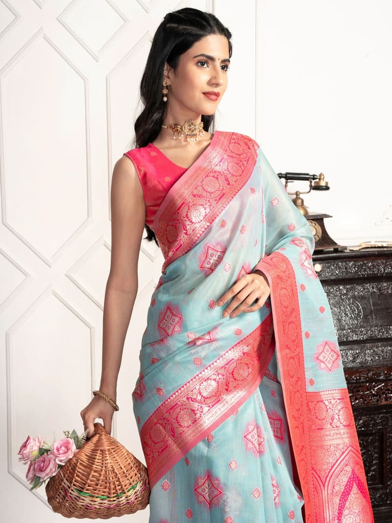 Mimosa Women's Woven Design Kanjivaram Style Art Silk Saree With Blouse Piece : SA00002068SFFREE — Saffire