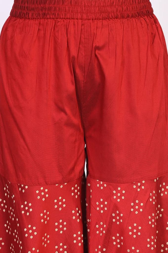 Red Embellished Flared Kurta with Sharara and Dupatta Set — photo 7