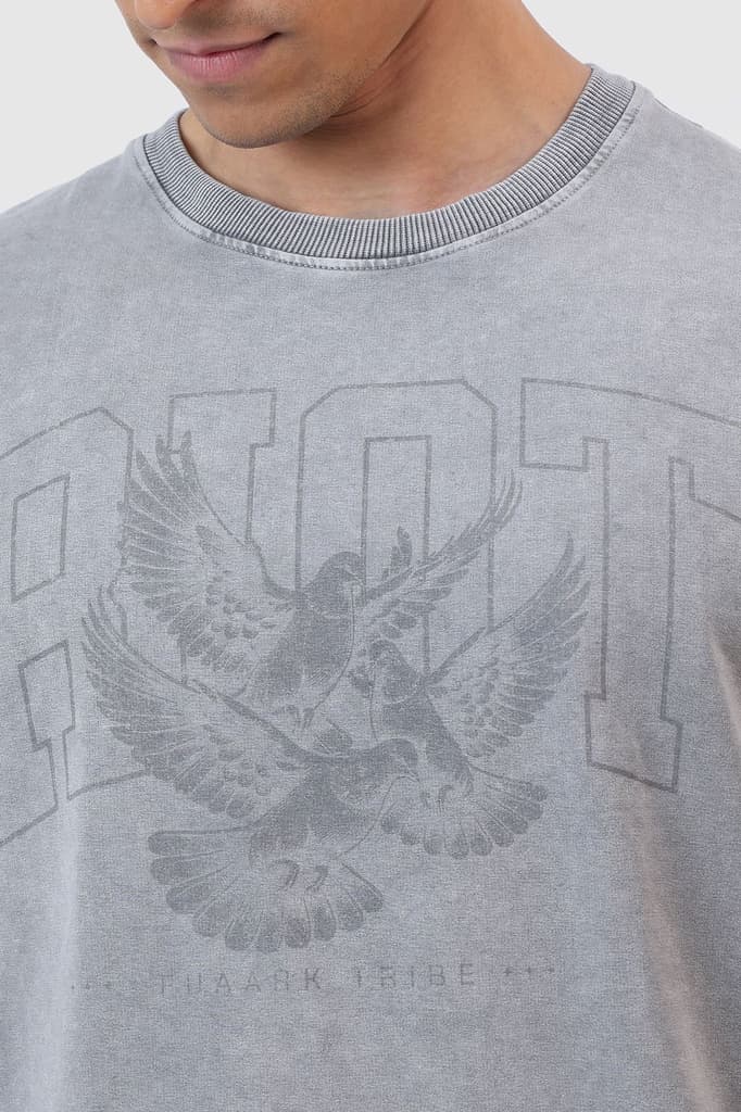 Shadow Washed Oversized T-shirt Light Grey — photo 3