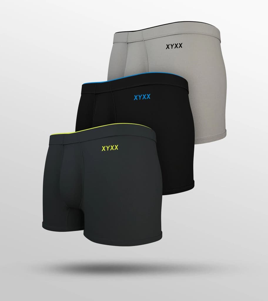 Uno Modal Trunks Pack of 3 (Grey, Black, Light Grey)