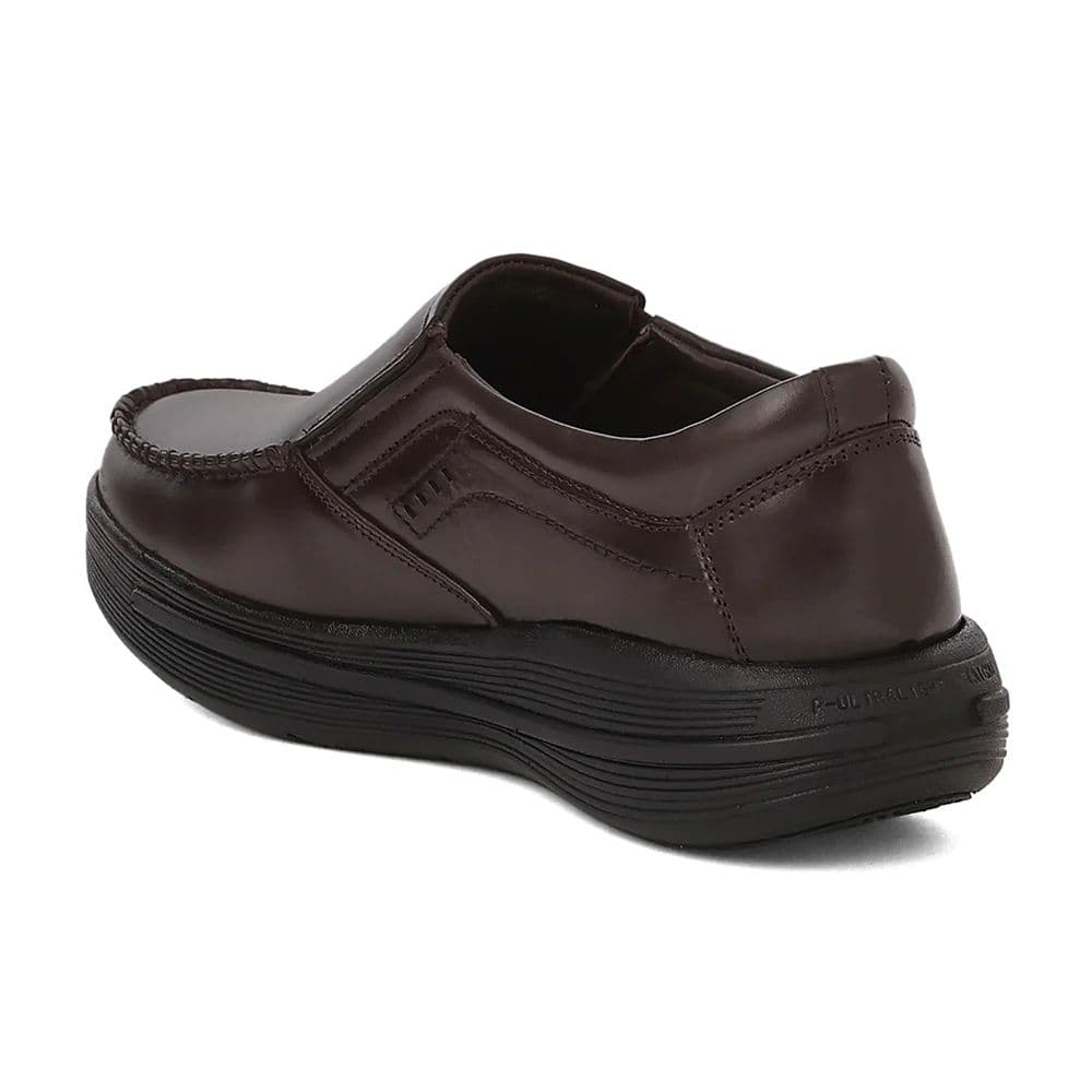 Healers LER-2 Men's Brown Leather Formal Shoes with GEL INSOLE & Elastic Comfort — photo 3