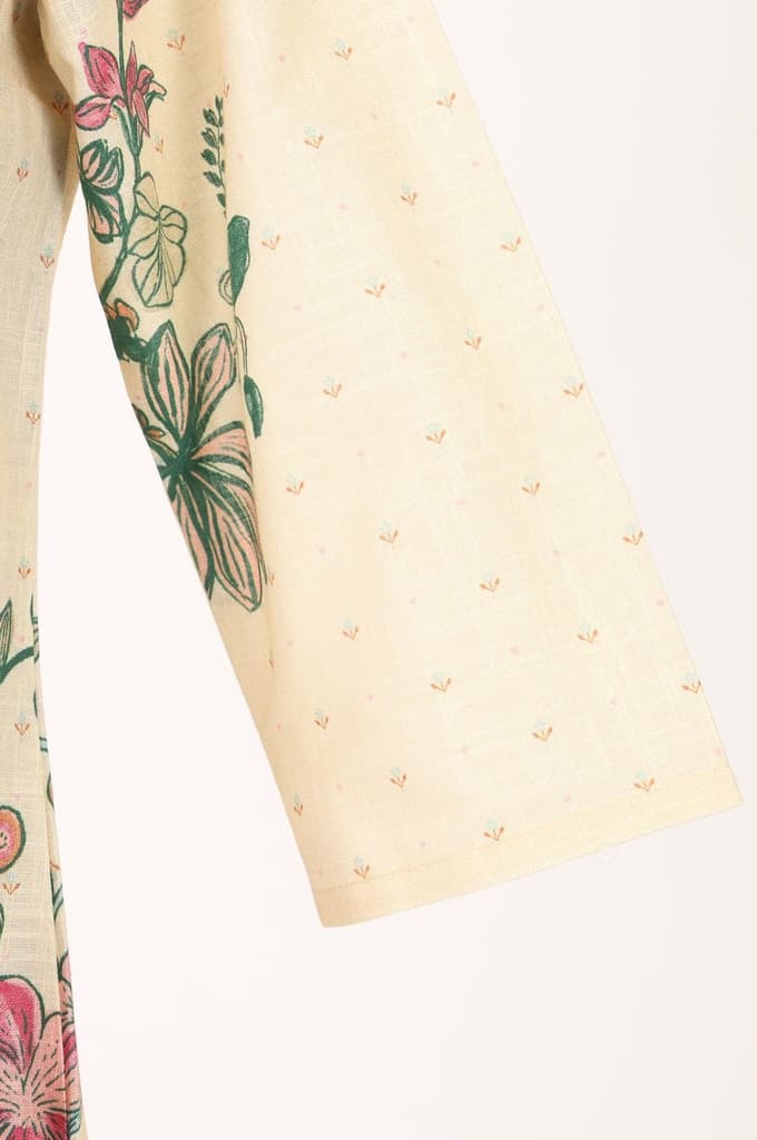 Beige Floral Printed Pure Cotton Straight Kurta — photo 7