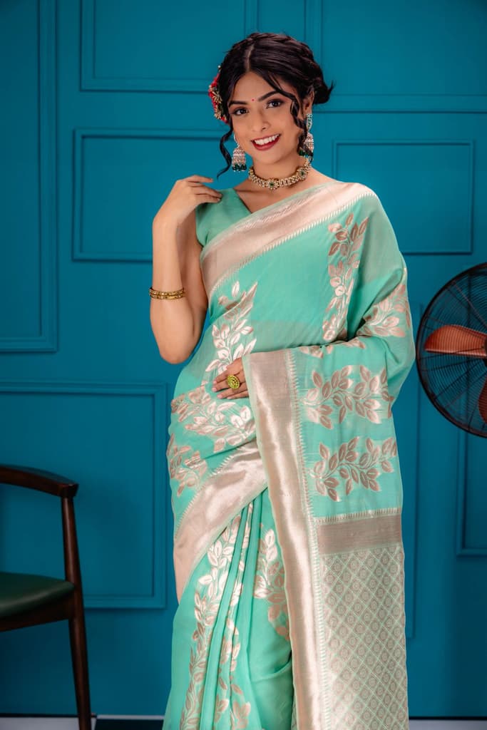 Mimosa Women's Woven Design Banarasi Style Art Silk Saree With Blouse Piece : SA00001765RMFREE — photo 2