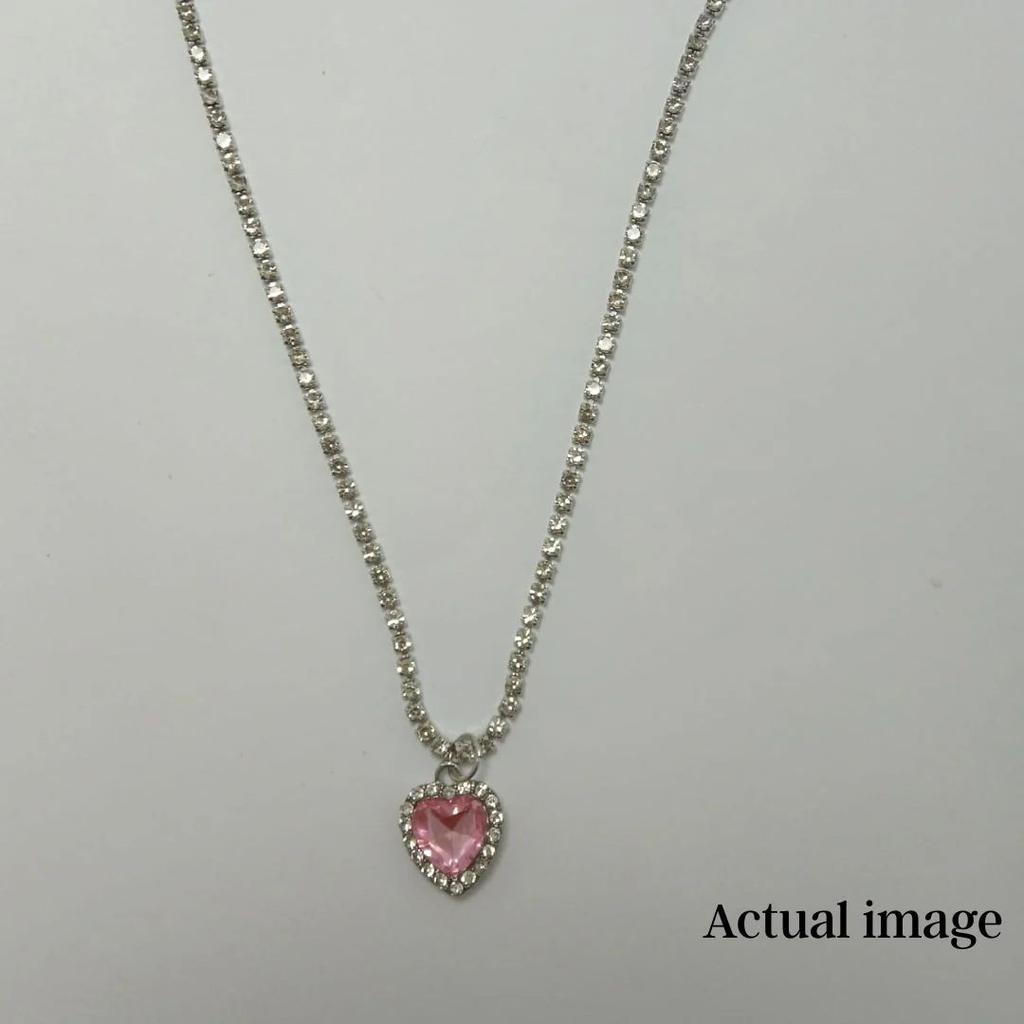 Pink Heart Crystal Pendant Necklace — photo 5