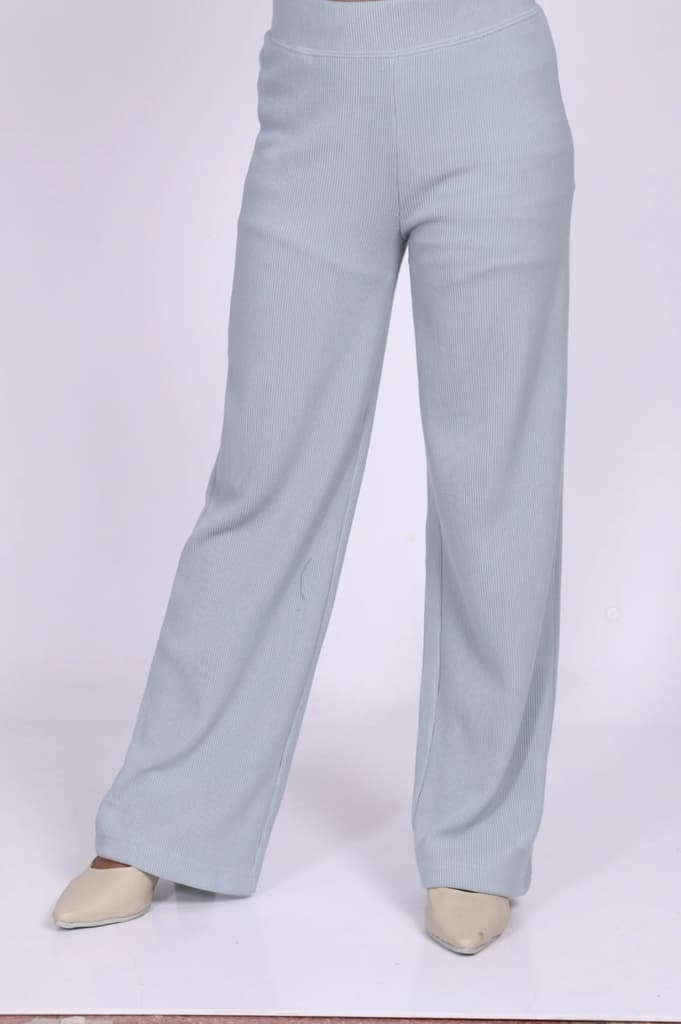 Blue Solid Wide Leg High Rise Corduroy Palazzo — photo 6