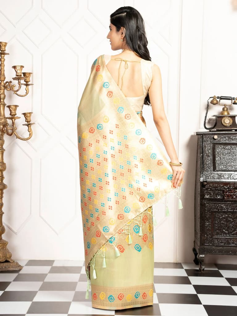 Mimosa Women's Woven Design Banarasi Style Art Silk Saree With Blouse Piece : SA00002082PSFREE — photo 4