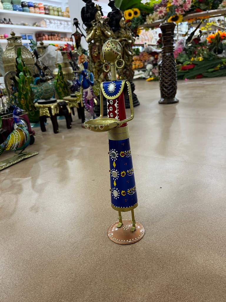 Vase with Flowers | Decorative | Glass | Blue and Yellow