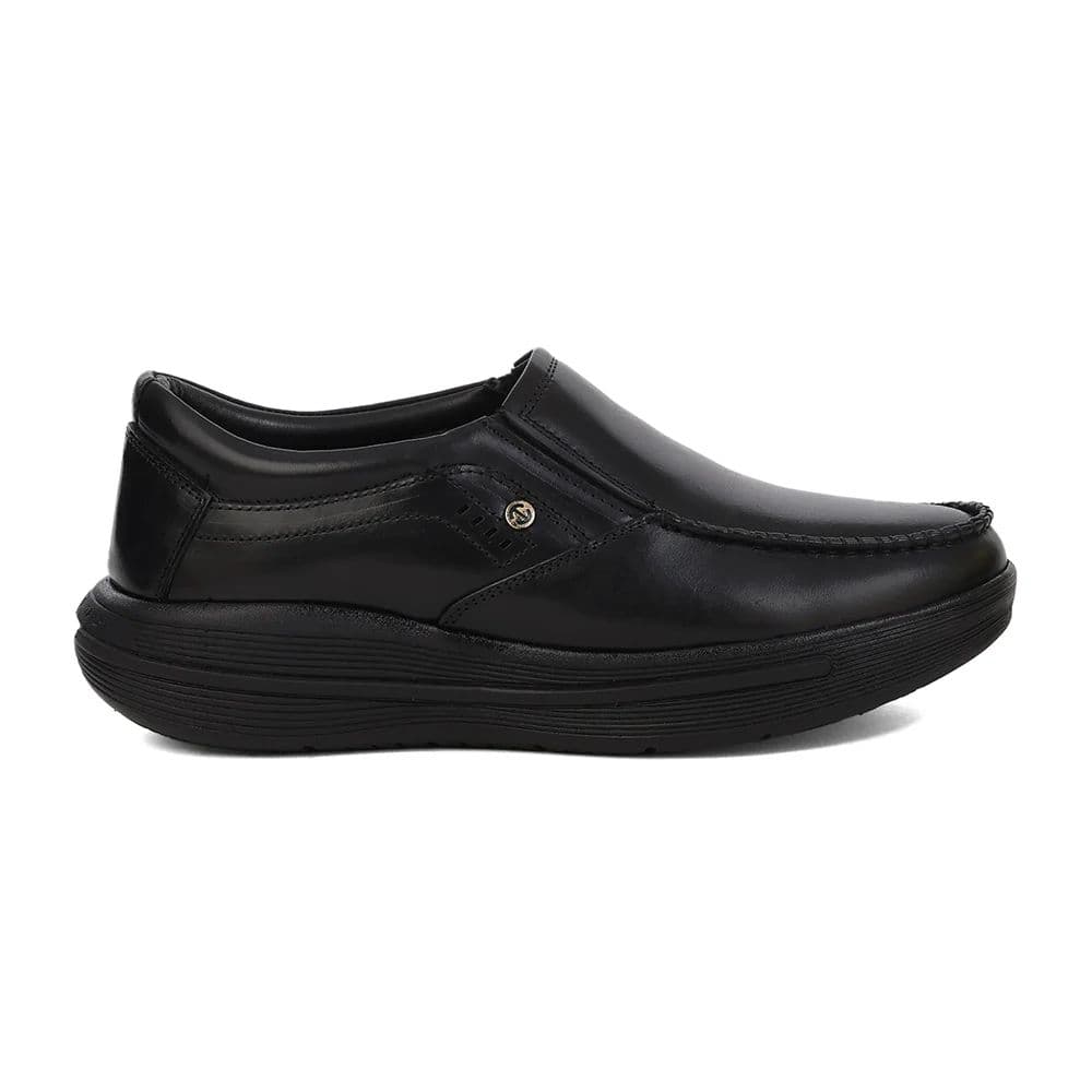 Healers LER-2 Men's Black Leather Formal Shoes with GEL INSOLE & Elastic Comfort — photo 2