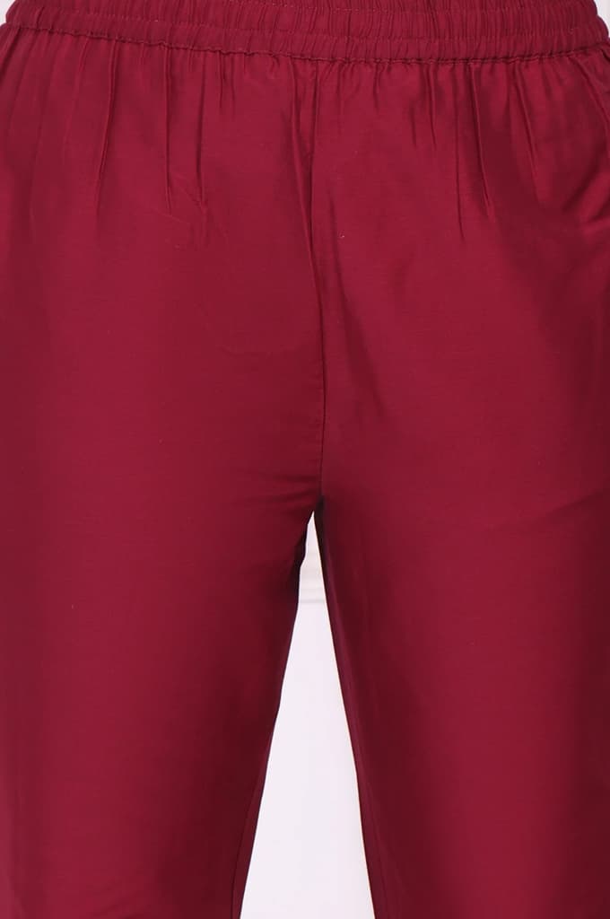 Maroon Embroidered Flared Kurta — photo 8