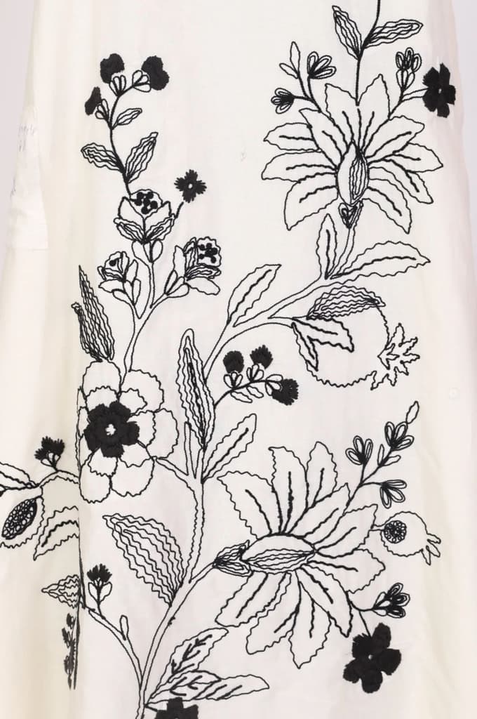 Off White Thread Embroidered Pure Cotton A-line Dress — photo 4